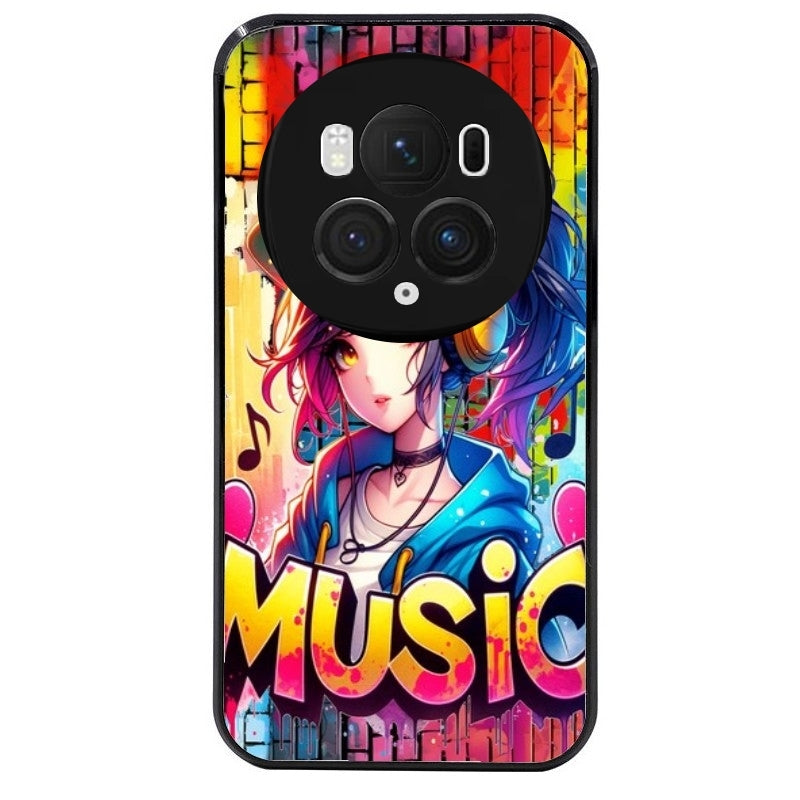 Coque noire taperso pour Magic 5 6 LITE et PRO avec motif anime manga et music protection antichoc personnalisée