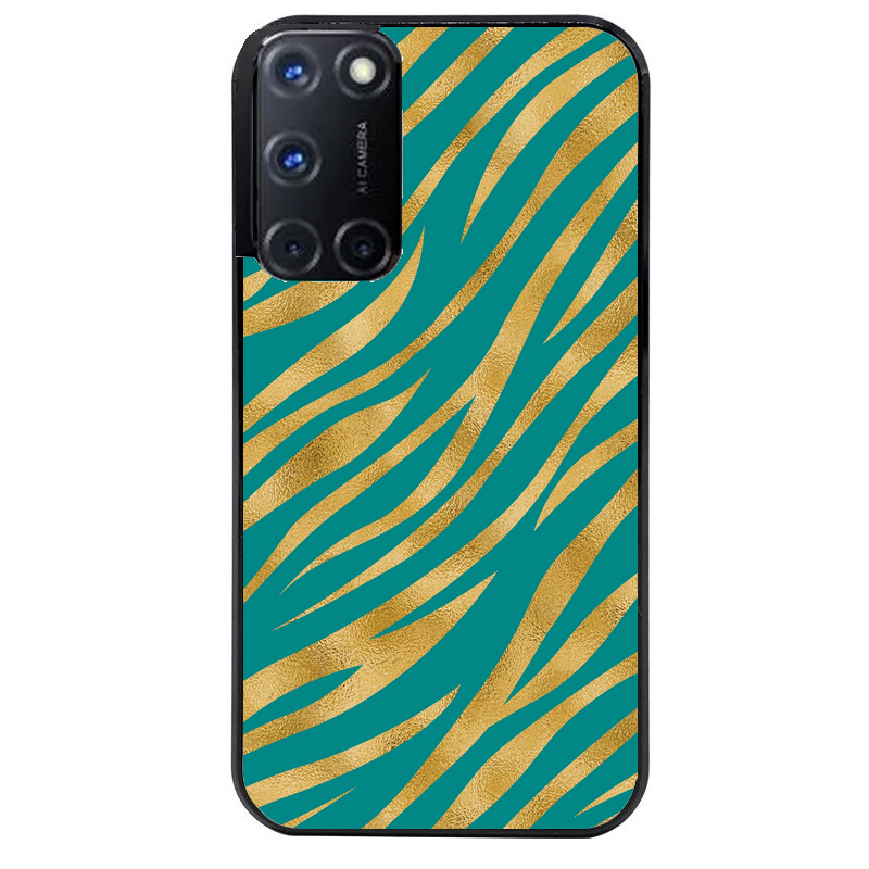 Coque noire taperso pour OPPO A72 4G avec motif zebre vert protection antichoc personnalisée