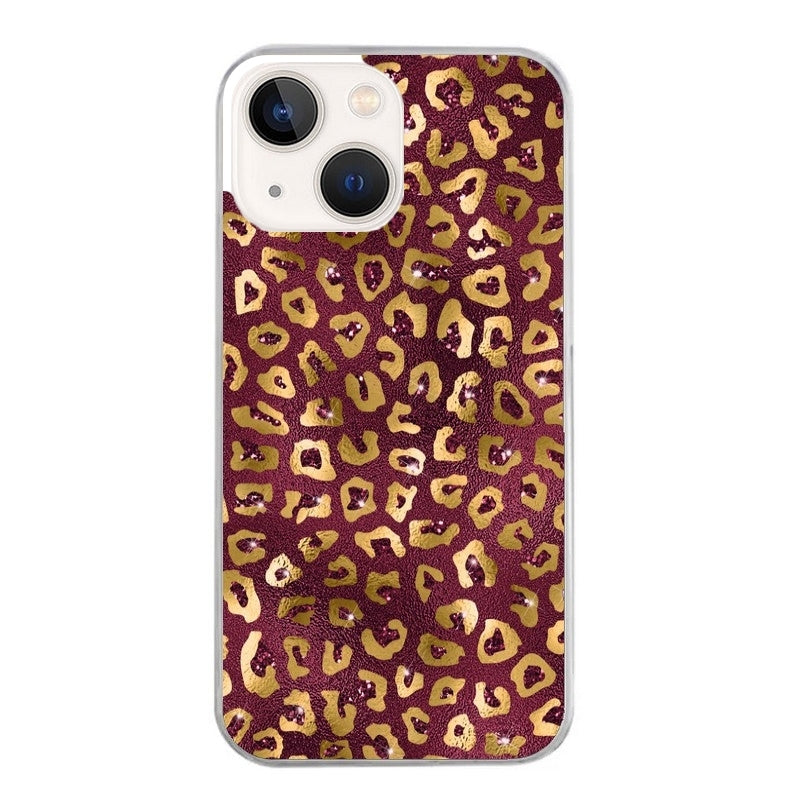 Coque taperso pour Iphone 13 et PRO MINI PRO MAX avec motif leopard grenat protection antichoc personnalisée