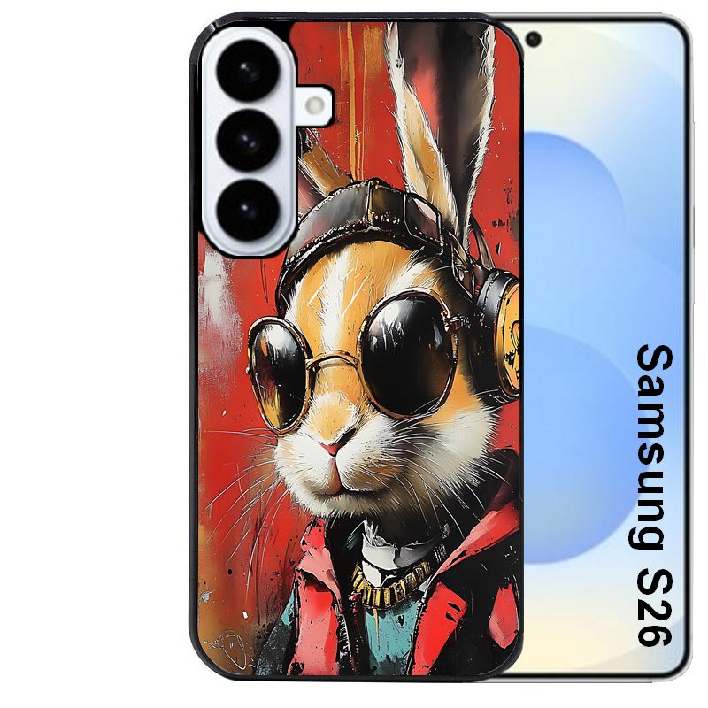 Coque noire taperso pour galaxy S26 et PLUS ULTRA FE avec motif lapin tag protection antichoc personnalisée