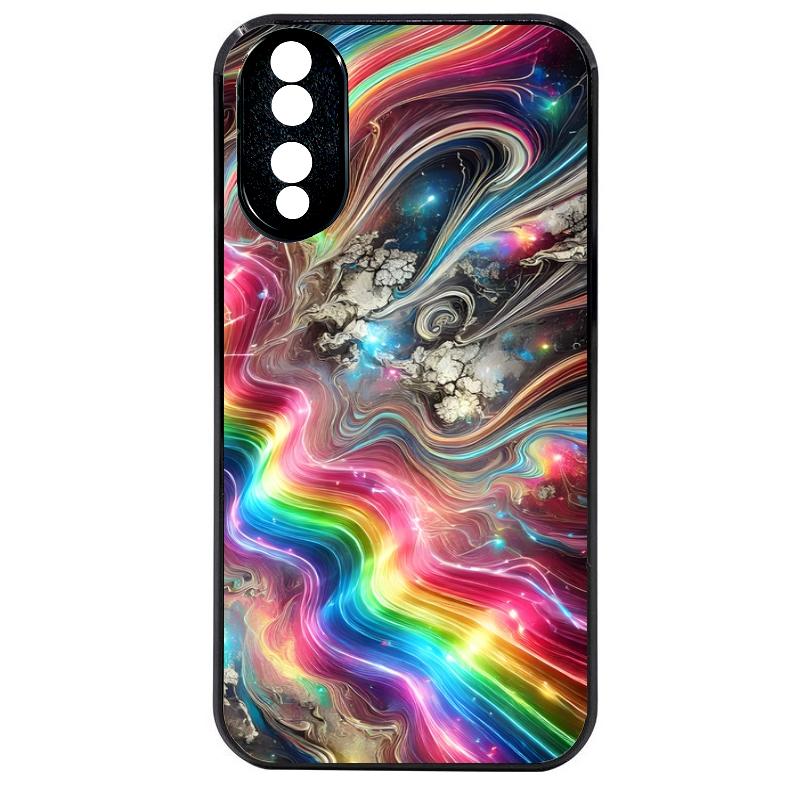 Coque noire taperso pour Honor 70 LITE 90 et LITE avec motif marbre arc en ciel protection antichoc personnalisée