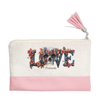 Pochette personnalisée motif tete de mort love en toile et simili cuir personnalisée