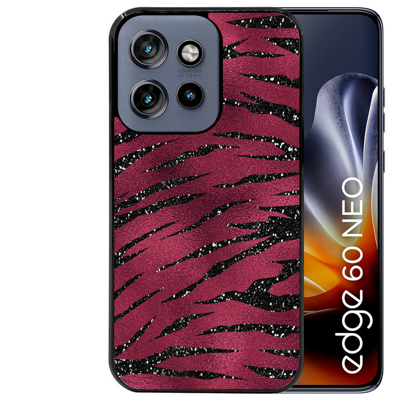 Coque noire taperso pour Moto Edge 60 et Neo Fusion Pro avec motif zebre grenat protection antichoc personnalisée