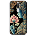 Coque noire taperso pour OPPO A5 A9 2020 avec motif bouddha et lotus protection antichoc personnalisée