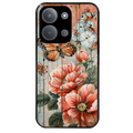 Coque noire taperso pour POCO C85 avec motif bois et papillon 3 protection antichoc personnalisée