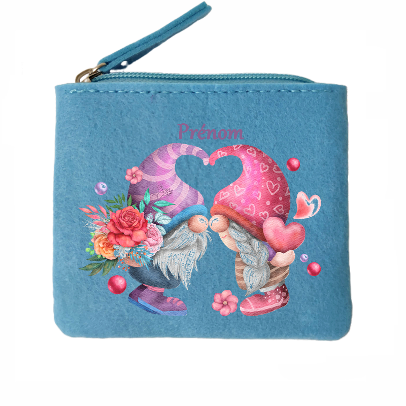 Porte monnaie personnalisé lutin coeur en feutrine en feutrine
