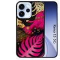 Coque noire taperso pour OPPO Reno 15 et F FS 5G avec motif tropical rose et des fleurs protection antichoc personnalisée