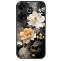 Coque noire taperso pour POCO M6 4G avec motif fleur blanche protection antichoc personnalisée