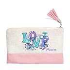 Pochette personnalisée motif love infirmiere en toile et simili cuir personnalisée