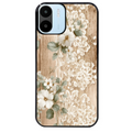 Coque noire taperso pour Redmi A1 et A2 avec motif bois et dentelle 1 protection antichoc personnalisée
