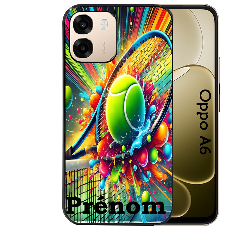 Coque noire taperso pour OPPO A6 A6X 4G et 5G avec motif tennis color personnalisee protection antichoc personnalisée