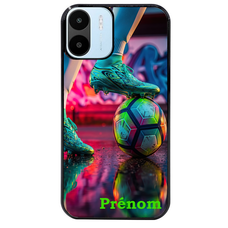 Coque noire taperso pour Redmi A1 et A2 avec motif foot controle personnalisee protection antichoc personnalisée