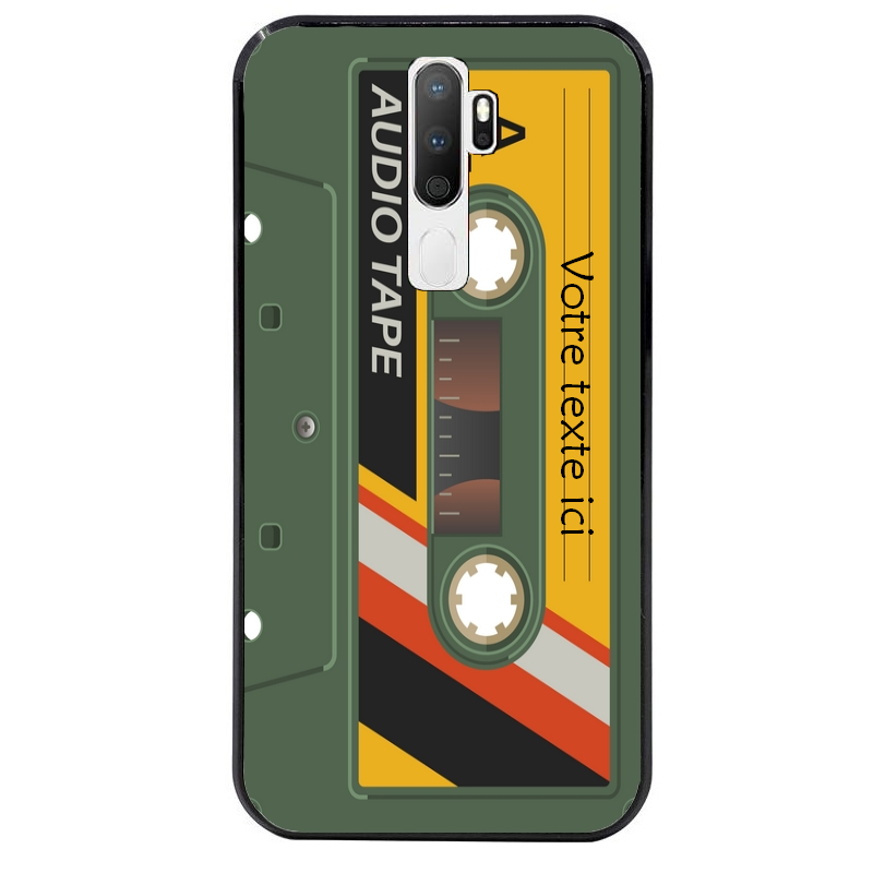 Coque noire taperso pour OPPO A5 A9 2020 personnalisable avec motif cassette kaki protection antichoc personnalisée