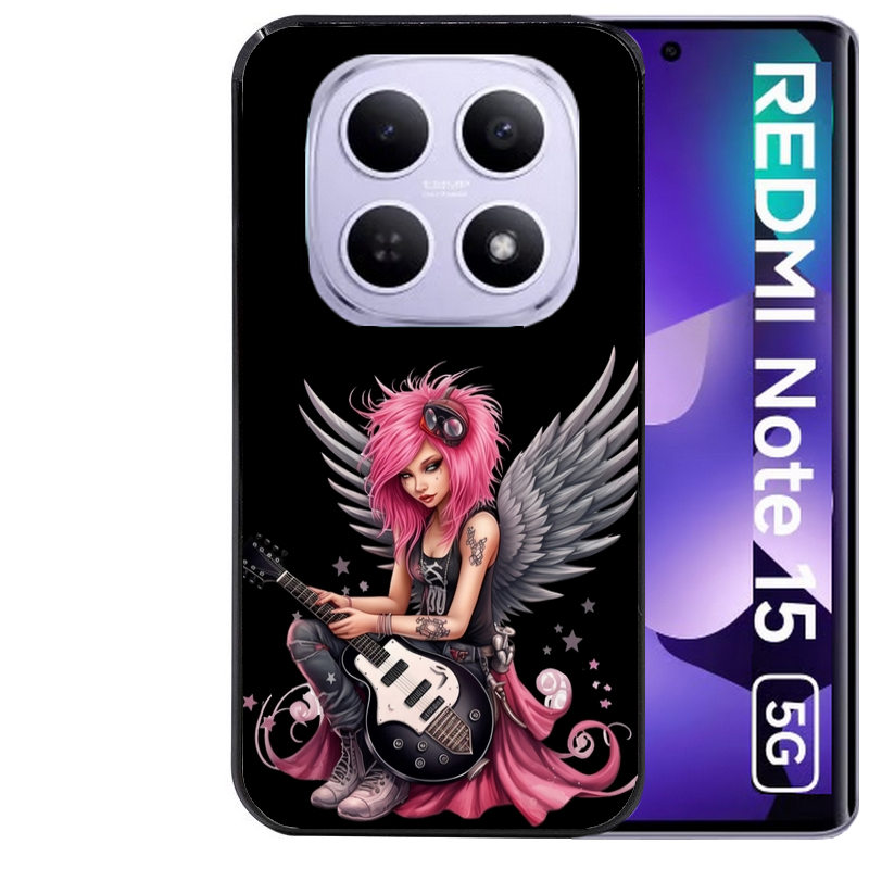 Coque noire taperso pour Redmi Note 15 et PRO PLUS 4G 5G avec motif fee rock personnalisee protection antichoc personnalisée