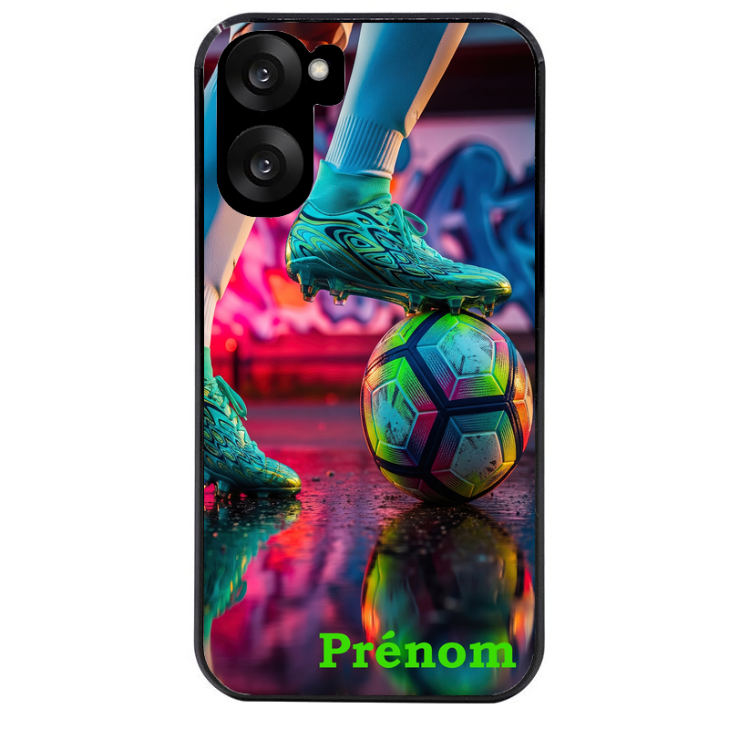 Coque noire taperso pour OnePlus Nord CE5 avec motif foot controle personnalisee protection antichoc personnalisée