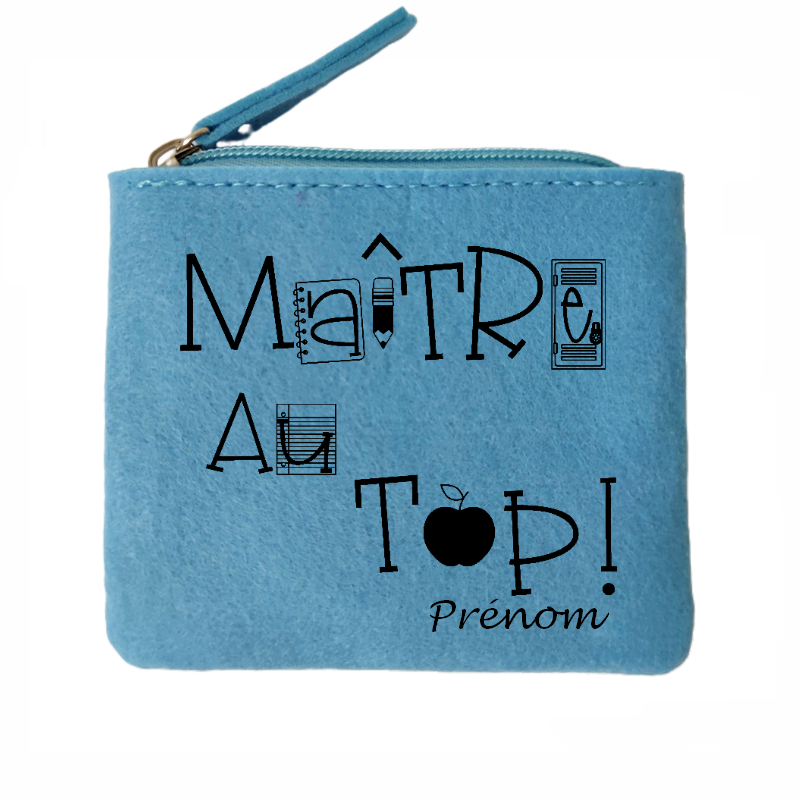 Porte monnaie personnalisé maitre au top en feutrine en feutrine