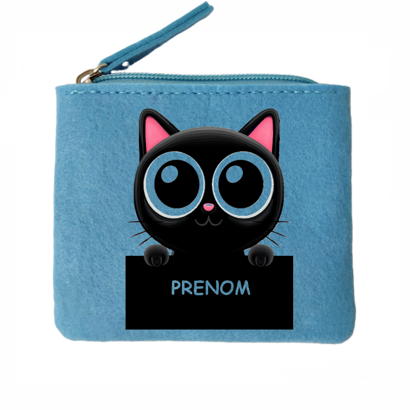 Porte monnaie personnalisé chat mignon en feutrine en feutrine