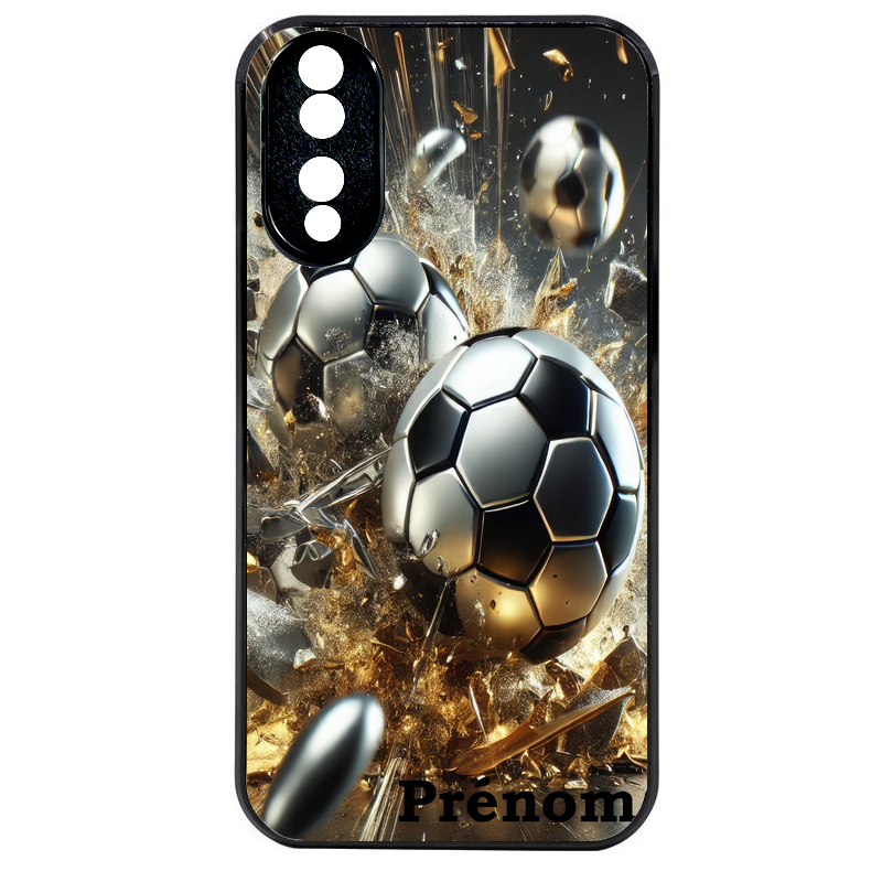 Coque noire taperso pour Honor 70 LITE 90 et LITE avec motif foot metal personnalisee protection antichoc personnalisée