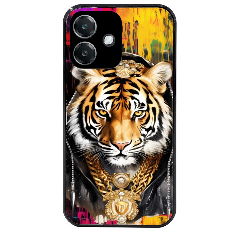 Coque noire taperso pour OPPO A40 avec motif tigre style hip hop protection antichoc personnalisée