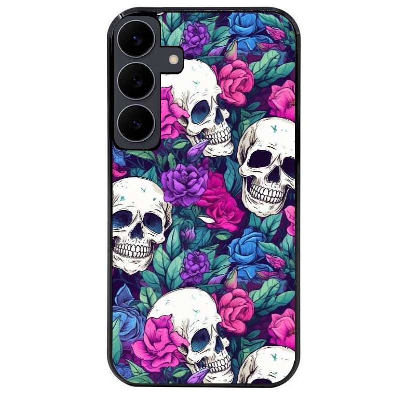 Coque noire taperso pour galaxy A06 A16 A26 A36 A56 avec motif tete de mort violet protection antichoc personnalisée