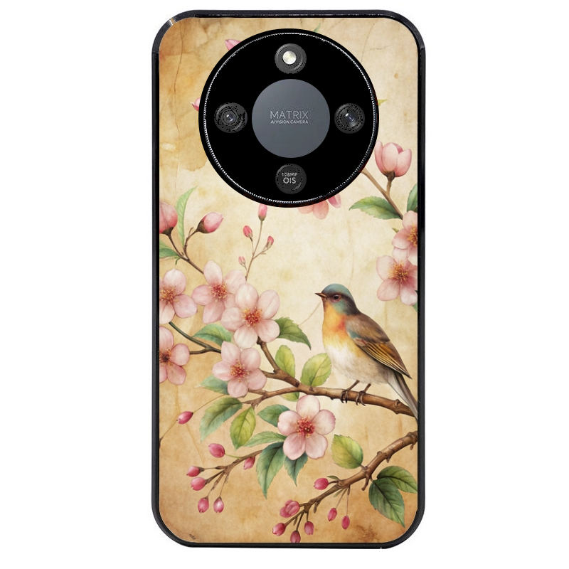 Coque noire taperso pour Magic 5 6 LITE et PRO avec motif fleur et colibri protection antichoc personnalisée