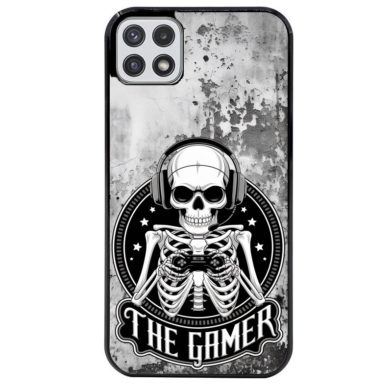 Coque noire taperso pour galaxy A22 A32 A52 A52S 4G 5G  avec motif tete de mort gamer beton protection antichoc personnalisée