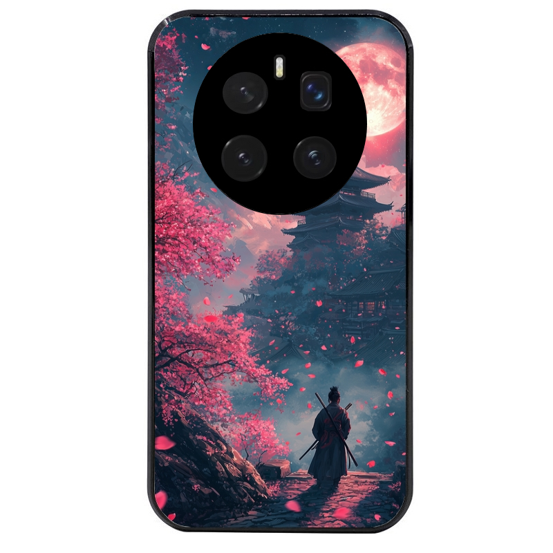 Coque noire taperso pour Magic 7 LITE et PRO avec motif samourai cerisier protection antichoc personnalisée