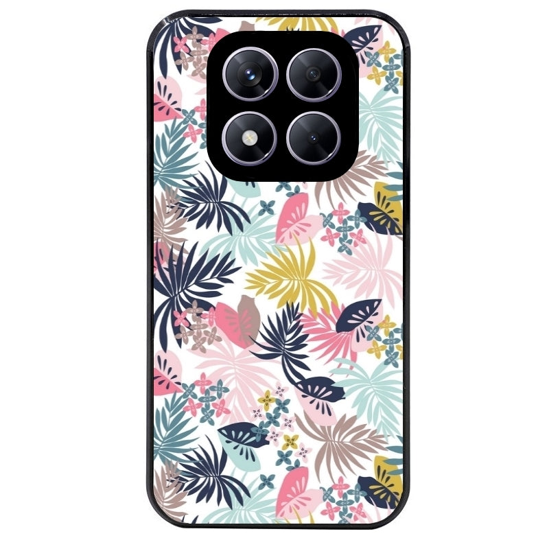 Coque noire taperso pour Redmi Note 14 et PRO PLUS 4G 5G avec motif jungle et fleur rose protection antichoc personnalisée