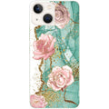 Coque taperso pour Iphone 12 et PRO MINI PRO MAX avec motif marbre fleur turquoise protection antichoc personnalisée