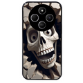 Coque noire taperso pour POCO C75 avec motif tete de mort smile protection antichoc personnalisée