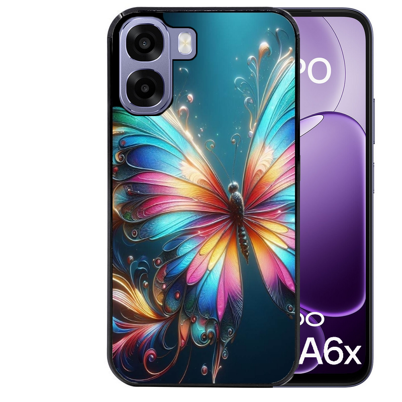 Coque noire taperso pour OPPO A6 A6X 4G et 5G avec motif papillon arc protection antichoc personnalisée