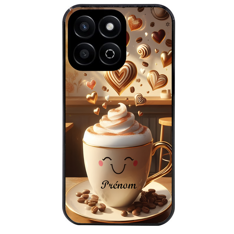 Coque noire taperso pour Honor 70 LITE 90 et LITE avec motif cafe love morning personnalise protection antichoc personnalisée