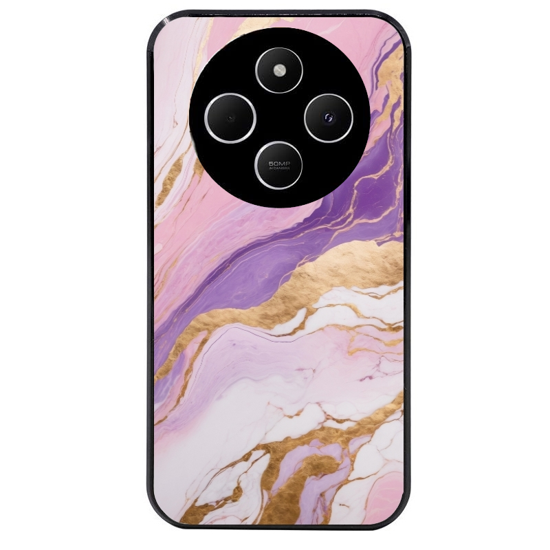 Coque noire taperso pour POCO C75 avec motif marbre violet protection antichoc personnalisée