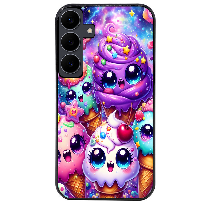 Coque noire taperso pour galaxy A06 A16 A26 A36 A56 avec motif anime ice cream kawaii protection antichoc personnalisée