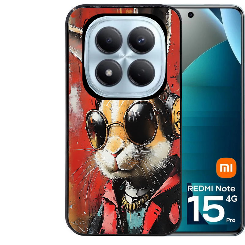 Coque noire taperso pour Redmi Note 15 et PRO PLUS 4G 5G avec motif lapin tag protection antichoc personnalisée