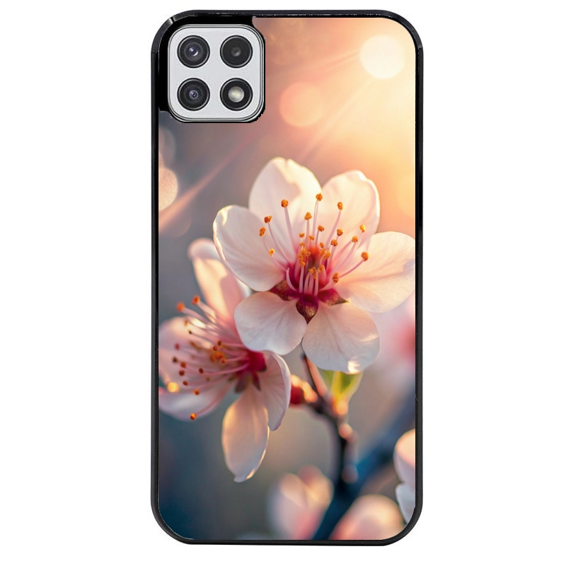 Coque noire taperso pour galaxy A22 A32 A52 A52S 4G 5G  avec motif fleur de cerisier protection antichoc personnalisée