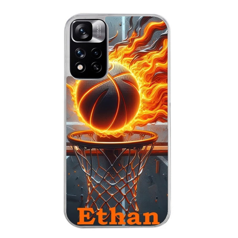 Coque taperso pour Redmi Note 10 4G 5G PRO 10S avec motif basket flamme personnalisee protection antichoc personnalisée