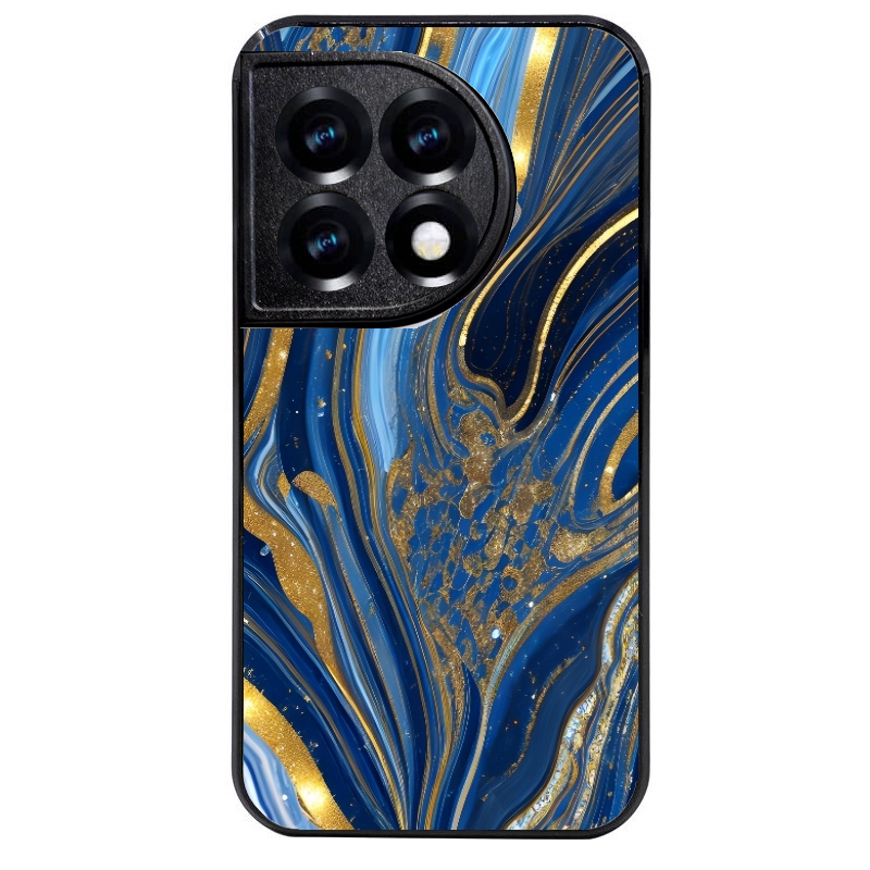 Coque noire taperso pour OnePlus 11 et 12 avec motif marbre bleu agathe protection antichoc personnalisée