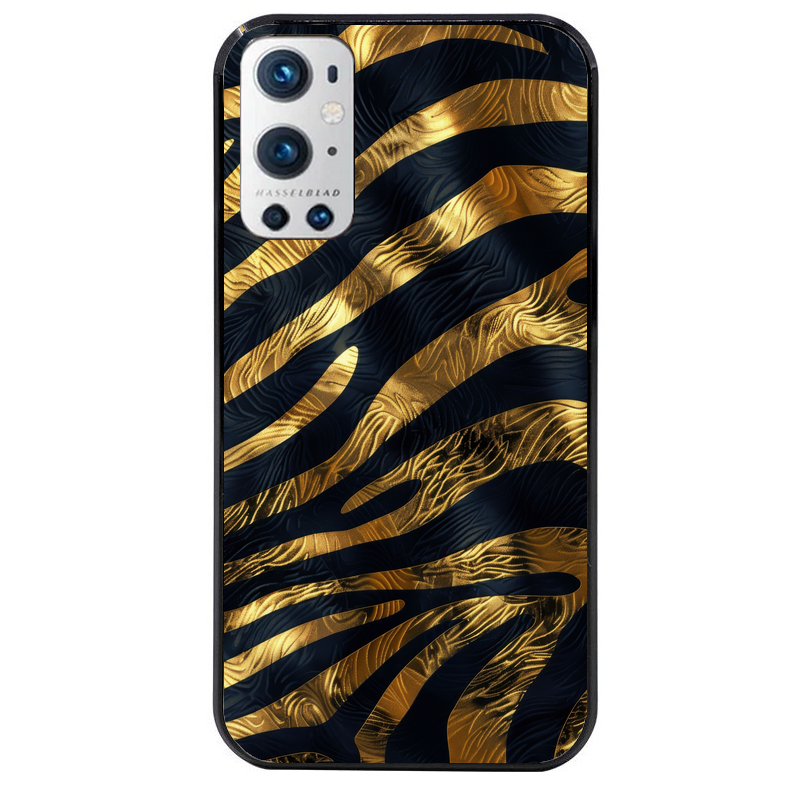 Coque noire taperso pour OnePlus 9 et 9 PRO avec motif zebre gold protection antichoc personnalisée