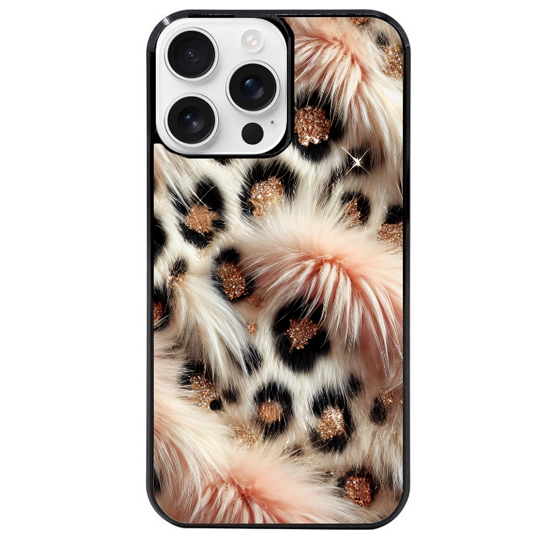 Coque noire taperso pour Iphone 16 16E PLUS MAX PRO avec motif effet fourrure leopard 1 protection antichoc personnalisée