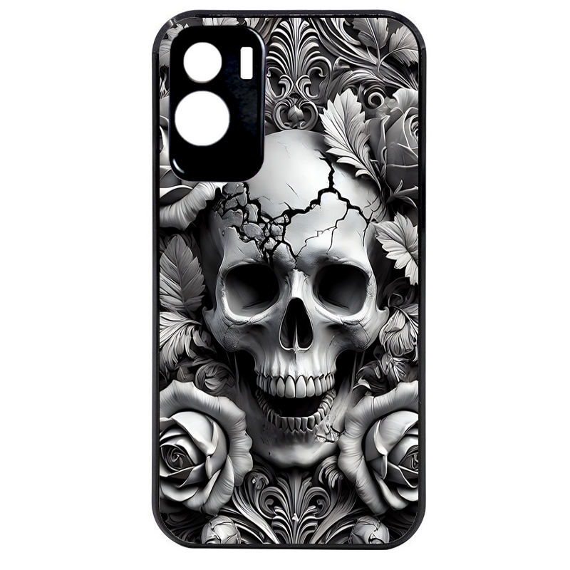 Coque noire taperso pour Honor 70 LITE 90 et LITE avec motif tete de mort fleur protection antichoc personnalisée
