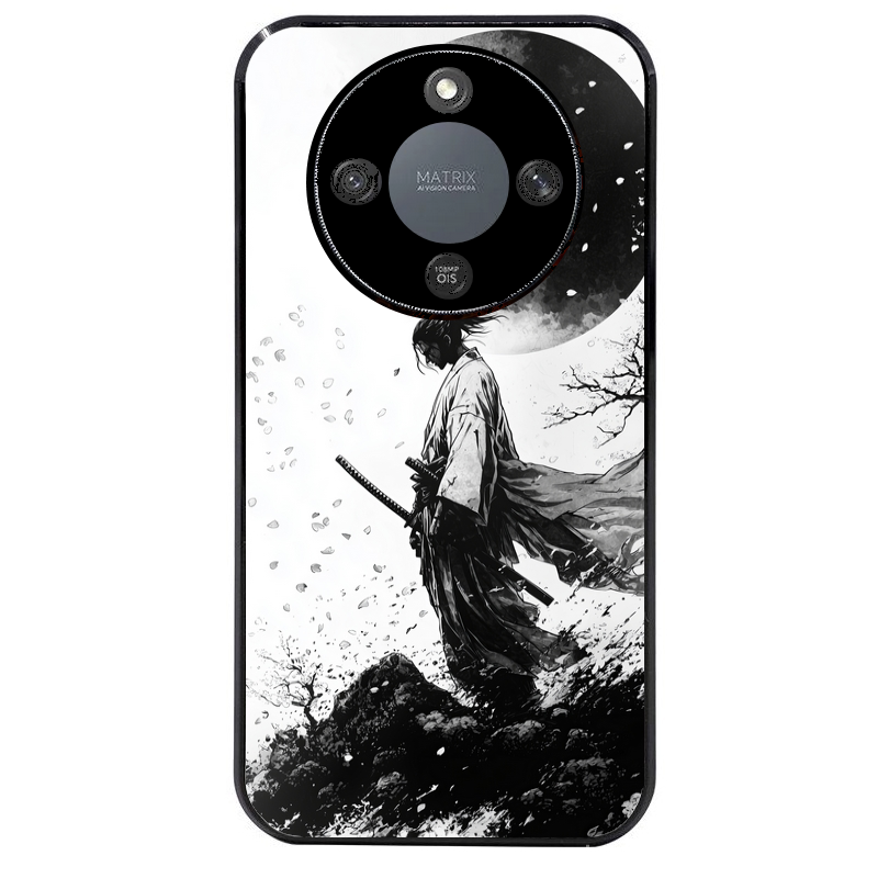 Coque noire taperso pour Magic 5 6 LITE et PRO avec motif samourai et lune protection antichoc personnalisée