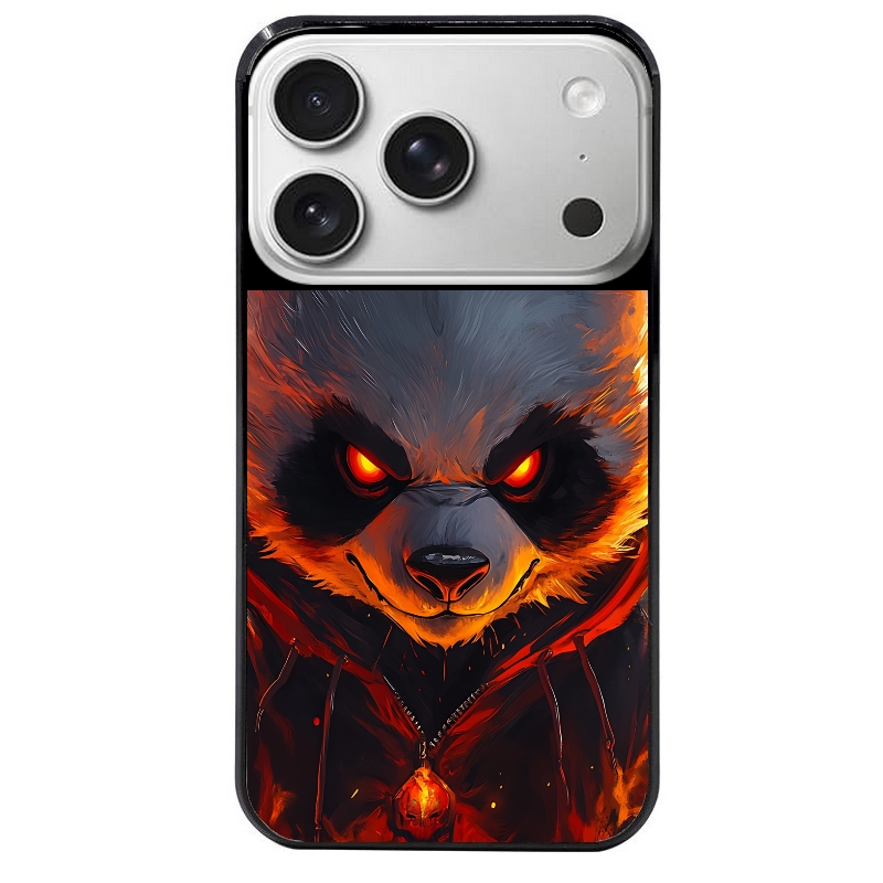 Coque noire taperso pour Iphone 17 17E AIR MAX PRO avec motif panda very angry protection antichoc personnalisée