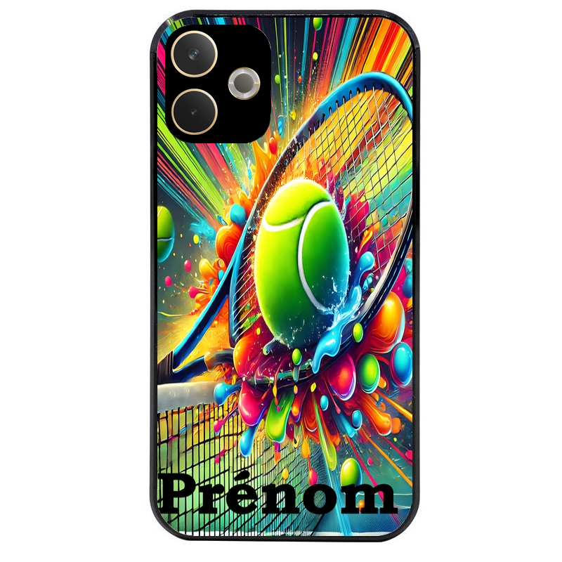 Coque noire taperso pour OPPO A5 PRO 4G et 5G avec motif tennis color personnalisee protection antichoc personnalisée