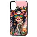 Coque noire taperso pour Moto E13 E14 E15 avec motif femme papillon protection antichoc personnalisée