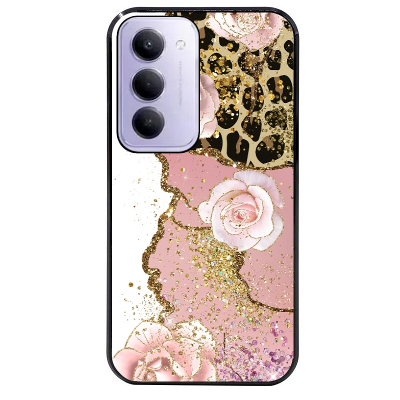Coque noire taperso pour Redmi 15 4G et 5G avec motif marbre fleur leopard protection antichoc personnalisée