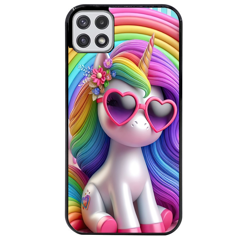 Coque noire taperso pour galaxy A22 A32 A52 A52S 4G 5G  avec motif licorne pop art protection antichoc personnalisée
