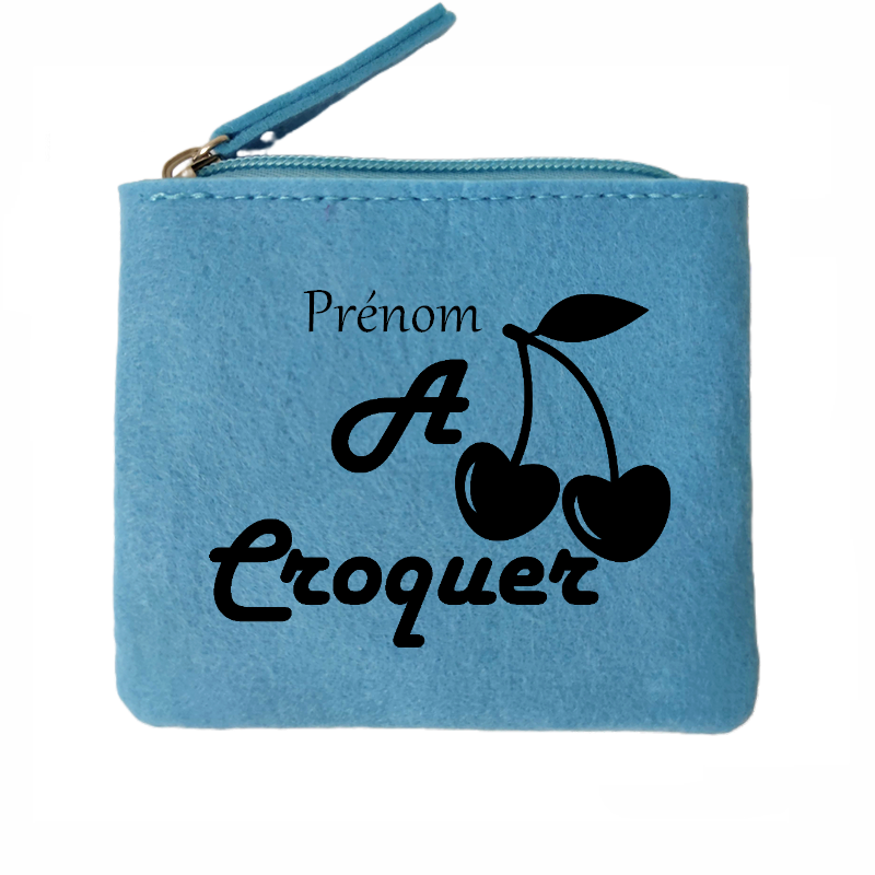 Porte monnaie personnalisé a croquer cerise en feutrine en feutrine