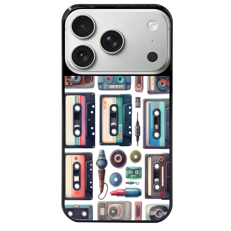 Coque noire taperso pour Iphone 17 17E AIR MAX PRO avec motif cassette multi protection antichoc personnalisée