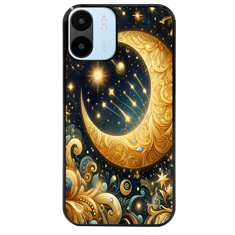 Coque noire taperso pour Redmi A1 et A2 avec motif lune astre protection antichoc personnalisée